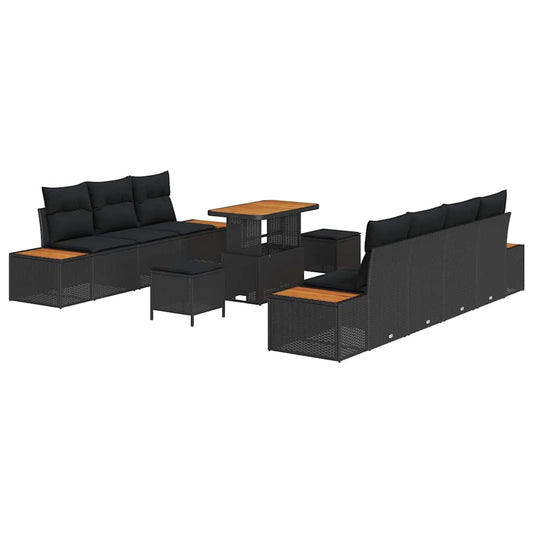Conjunto de Sofá de Jardim 10 pcs Preto 90 x 55 x 71 cm