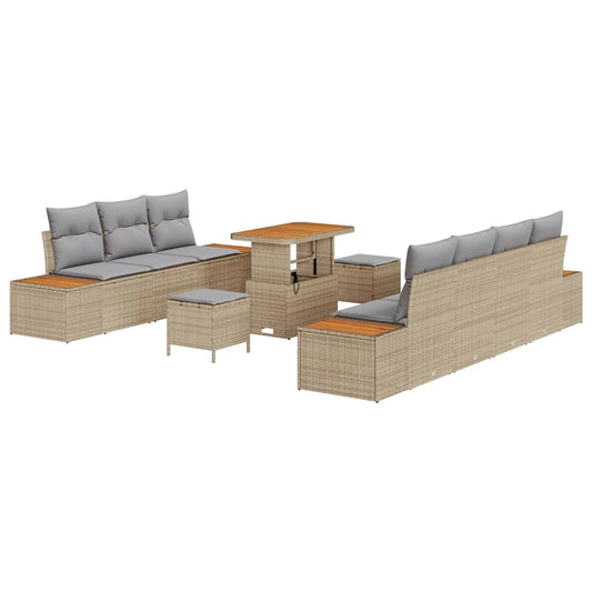 Conjunto de Sofá de Jardim 10 pcs Bege e Cinza Claro