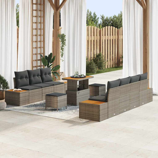 Conjunto de Sofá de Jardim 10 pcs Cinza Claro e Cinza Escuro