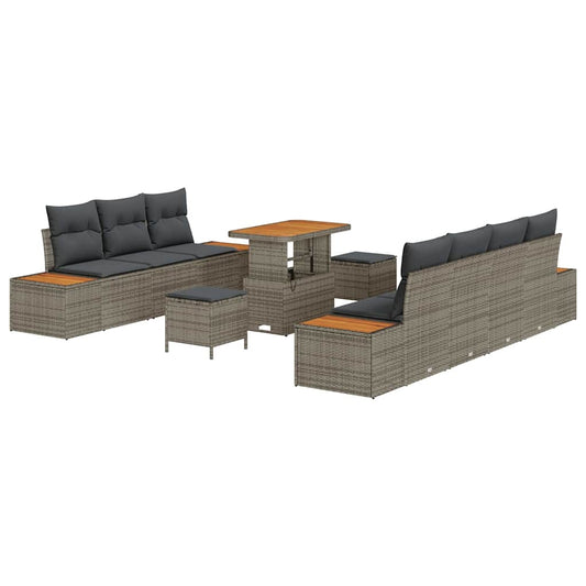 Conjunto de Sofá de Jardim 10 pcs Cinza Claro e Cinza Escuro