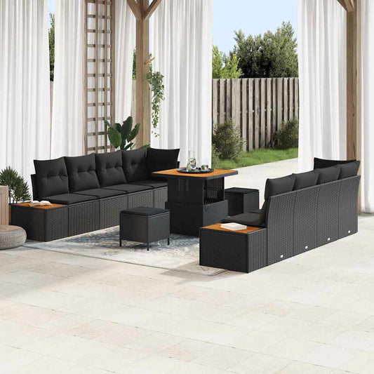 Conjunto de Sofá de Jardim 11 pcs Preto 80 x 80 x 71 cm