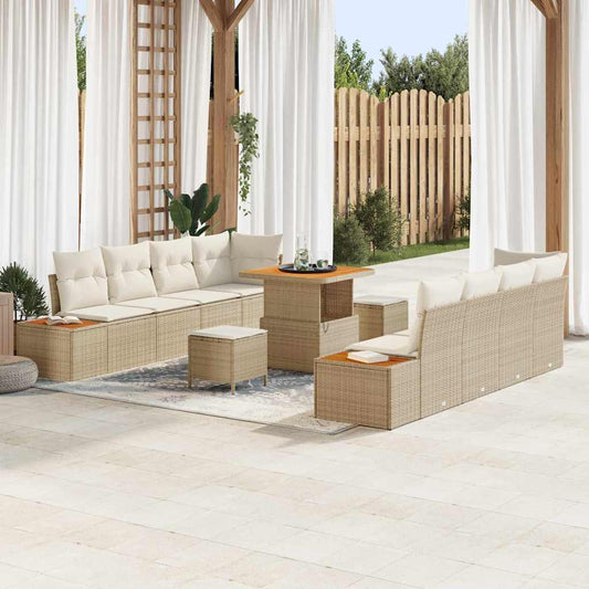 Conjunto de Sofá de Jardim 11 pcs Bege e Creme 80 x 80 x 71 cm