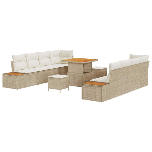 Conjunto de Sofá de Jardim 11 pcs Bege e Creme 80 x 80 x 71 cm
