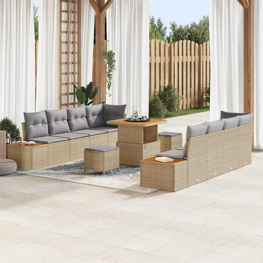 Conjunto de Sofá de Jardim 11 pcs Bege e Cinza Claro