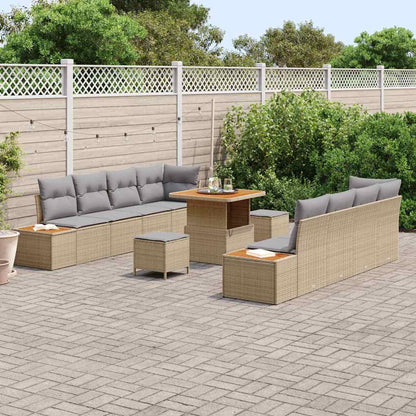 Conjunto de Sofá de Jardim 11 pcs Bege e Cinza Claro
