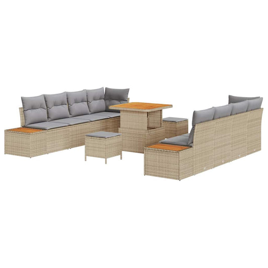 Conjunto de Sofá de Jardim 11 pcs Bege e Cinza Claro