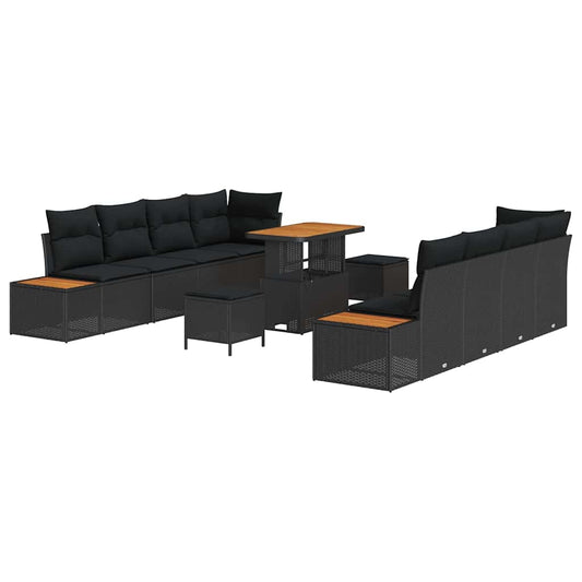 Conjunto de Sofá de Jardim 11 pcs Preto 90 x 55 x 71 cm