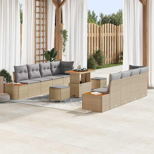 Conjunto de Sofá de Jardim 11 pcs Bege e Cinza Claro
