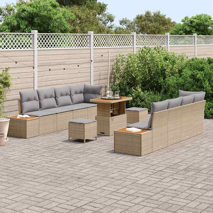 Conjunto de Sofá de Jardim 11 pcs Bege e Cinza Claro