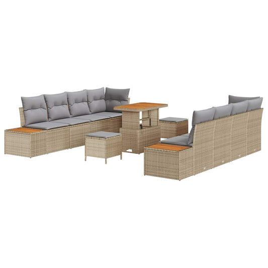 Conjunto de Sofá de Jardim 11 pcs Bege e Cinza Claro