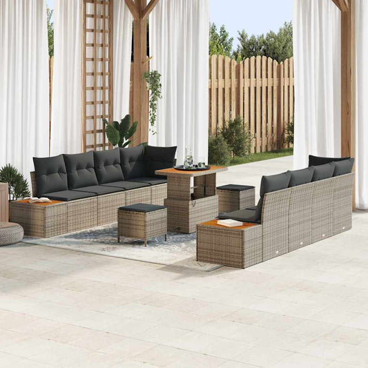 Conjunto de Sofá de Jardim 11 pcs Cinza Claro e Cinza Escuro