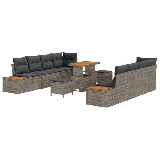 Conjunto de Sofá de Jardim 11 pcs Cinza Claro e Cinza Escuro