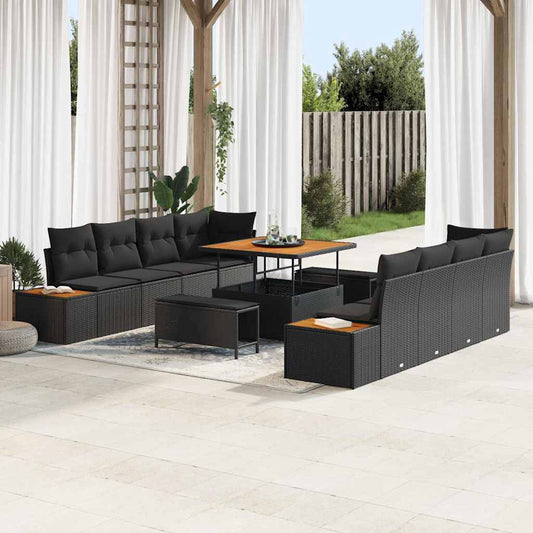 Conjunto de Sofá de Jardim 11 pcs Preto 100 x 100 x 71 cm