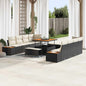 Conjunto de Sofá de Jardim com almofada 11 pcs Preto e Creme