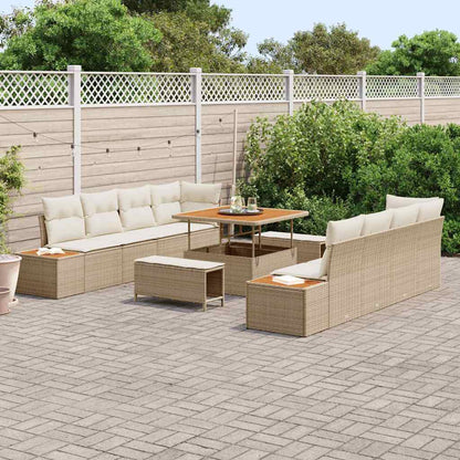 Conjunto de Sofá de Jardim com almofada 11 pcs Bege e Creme