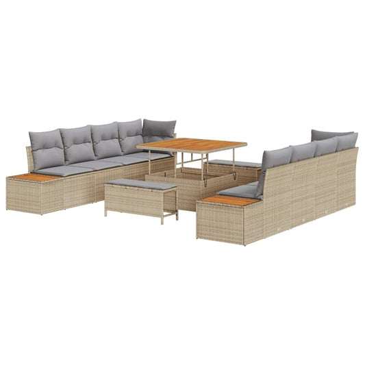 Conjunto de Sofá de Jardim 11 pcs Bege e Cinza Claro