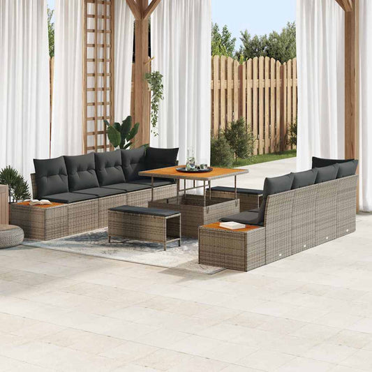Conjunto de Sofá de Jardim 11 pcs Cinza Claro e Cinza Escuro