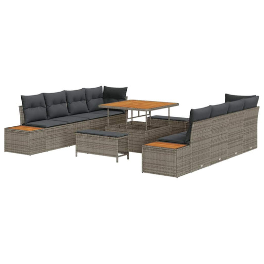 Conjunto de Sofá de Jardim 11 pcs Cinza Claro e Cinza Escuro