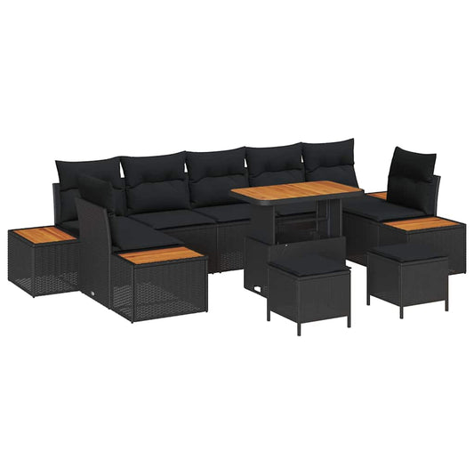 Conjunto de Sofá de Jardim 10 pcs Preto 90 x 55 x 71 cm