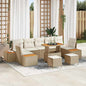 Conjunto de Sofá de Jardim 10 pcs Bege e Creme 90 x 55 x 71 cm