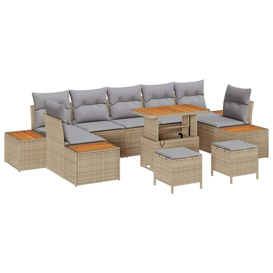 Conjunto de Sofá de Jardim 10 pcs Bege e Cinza Claro