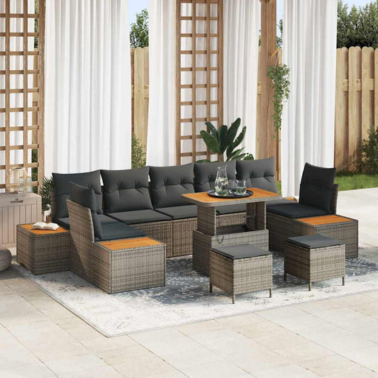 Conjunto de Sofá de Jardim 10 pcs Cinza Claro e Cinza Escuro