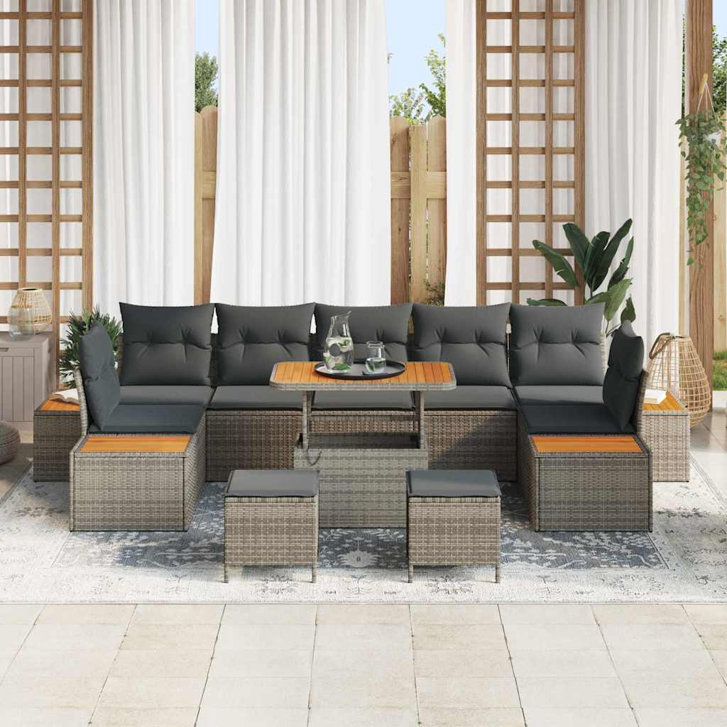 Conjunto de Sofá de Jardim 10 pcs Cinza Claro e Cinza Escuro