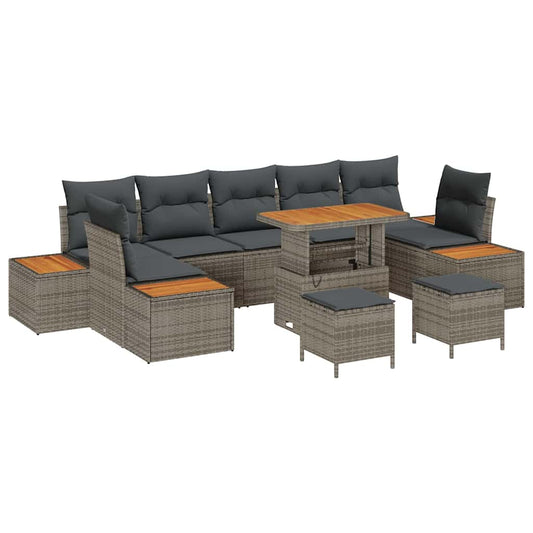Conjunto de Sofá de Jardim 10 pcs Cinza Claro e Cinza Escuro