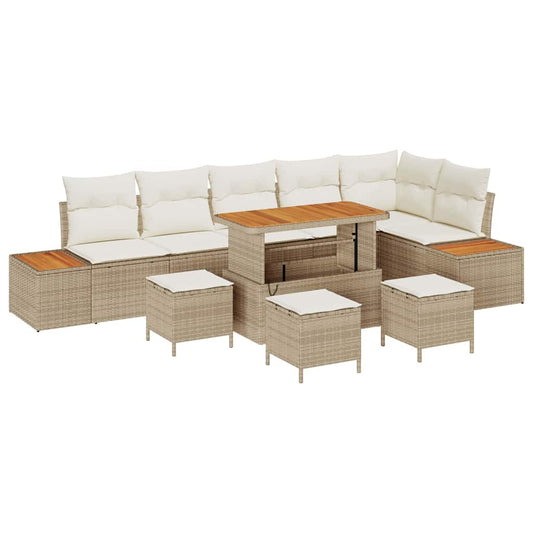 Conjunto de Sofá de Jardim 10 pcs Bege Rattan Sintético