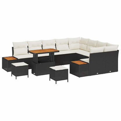Conjunto de Sofá de Jardim 12 pcs Preto Rattan Sintético