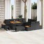 Conjunto de Sofá de Jardim com almofada Preto Rattan Sintético