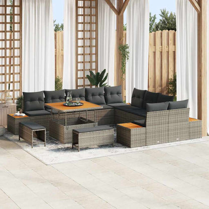 Conjunto de Sofá de Jardim Cinzeto Rattan Sintético