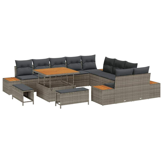 Conjunto de Sofá de Jardim Cinzeto Rattan Sintético