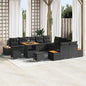 Conjunto de Sofá de Jardim com almofada Preto Rattan Sintético