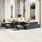 Conjunto de Sofá de Jardim com almofada Preto Rattan Sintético
