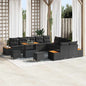Conjunto de Sofá de Jardim com almofada Preto Rattan Sintético