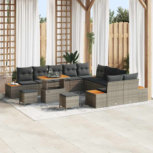 Conjunto de Sofá de Jardim Cinzeto Rattan Sintético