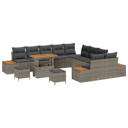 Conjunto de Sofá de Jardim Cinzeto Rattan Sintético