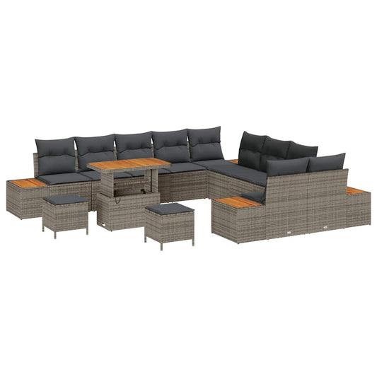 Conjunto de Sofá de Jardim Cinzeto Rattan Sintético