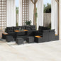Conjunto de Sofá de Jardim com almofada Preto Rattan Sintético