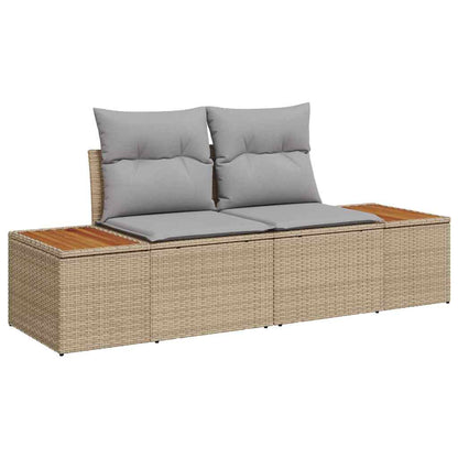 Conjunto de Sofá de Jardim com almofada Bege Rattan Sintético