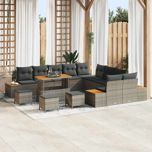 Conjunto de Sofá de Jardim Cinzeto Rattan Sintético