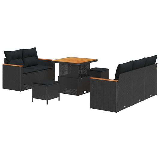 Conjunto de Sofá de Jardim 8 pcs Preto Rattan Sintético