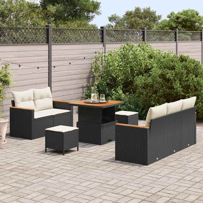 Conjunto de Sofá de Jardim 8 pcs Preto Rattan Sintético