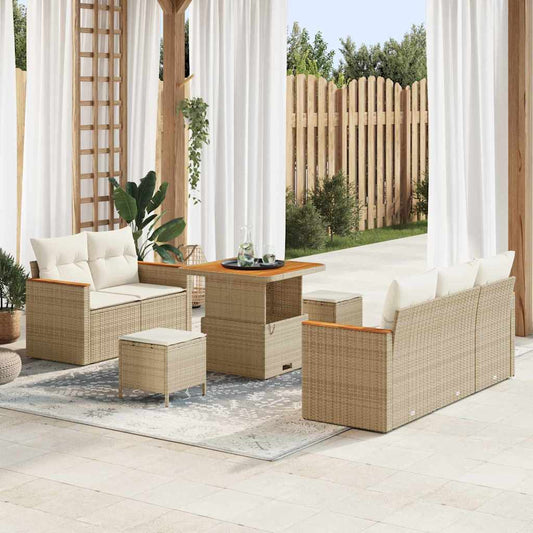 Conjunto de Sofá de Jardim 8 pcs Bege Rattan Sintético