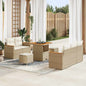 Conjunto de Sofá de Jardim 8 pcs Bege Rattan Sintético