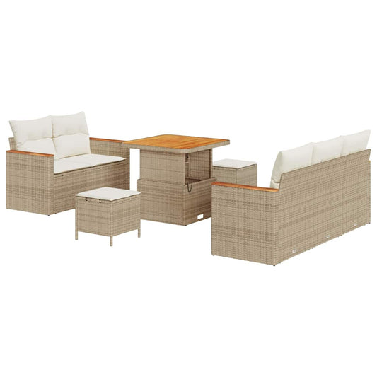 Conjunto de Sofá de Jardim 8 pcs Bege Rattan Sintético