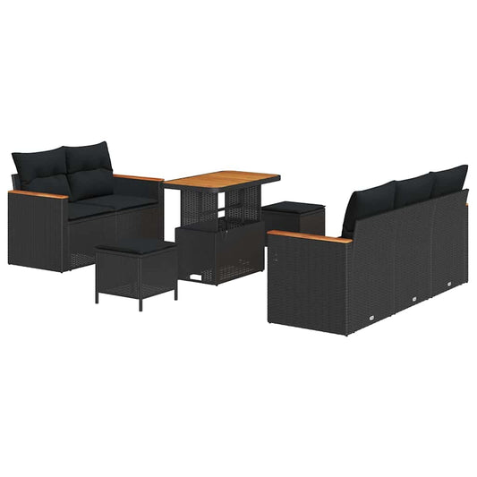 Conjunto de Sofá de Jardim 8 pcs Preto Rattan Sintético