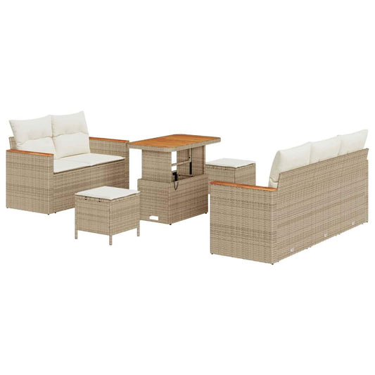 Conjunto de Sofá de Jardim 8 pcs Bege Rattan Sintético