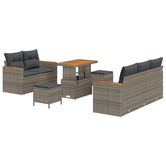Conjunto de Sofá de Jardim 8 pcs Cinzeto Rattan Sintético